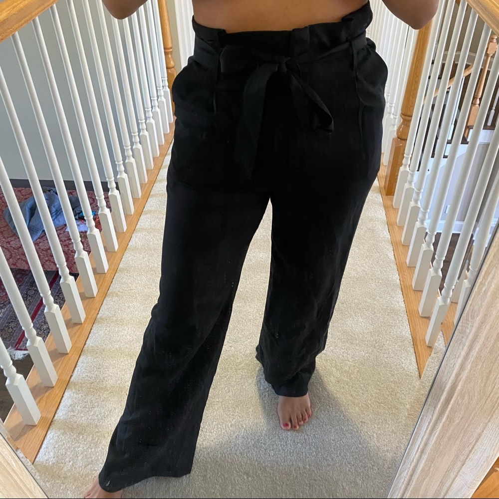 H&M black pants with tie